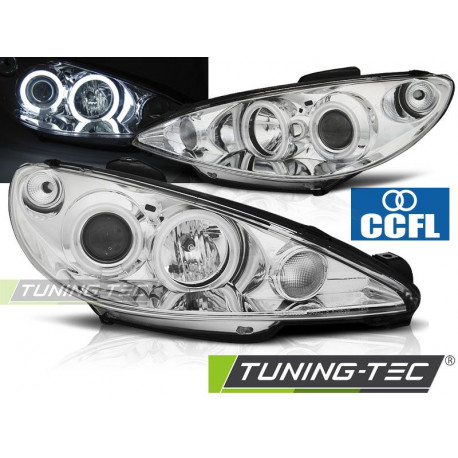 Lighting HEADLIGHTS PEUGEOT 206 02- ANGEL EYES CHROME CCFL | races-shop.com