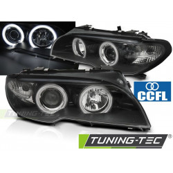 HEADLIGHTS ANGEL EYES CCFL BLACK for BMW E46 04.03-06 COUPE CABRIO