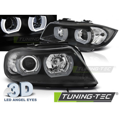 Lighting HEADLIGHTS U-LED LIGHT 3D BLACK for BMW E90/E91 03.05-08.0 | races-shop.com