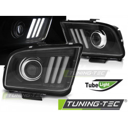 HEADLIGHTS FORD MUSTANG 04-09 TUBE LIGHT BLACK
