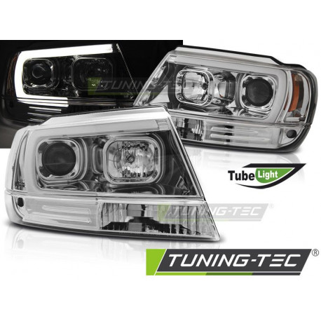 Lighting HEADLIGHTS CHRYSLER JEEP GRAND CHEROKEE 99-05.05 TUBE LIGHT CHROME | races-shop.com