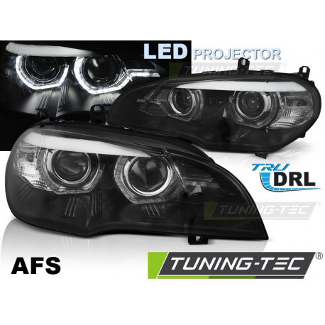 Lighting LED HEADLIGHTS ANGEL EYES LED DRL BLACK AFS for BMW X5 E70 07-13 (XENON OEM) | races-shop.com