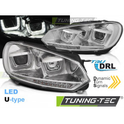 HEADLIGHTS U-LED LIGHT DRL CHROME SEQ for VW GOLF 6 08-12