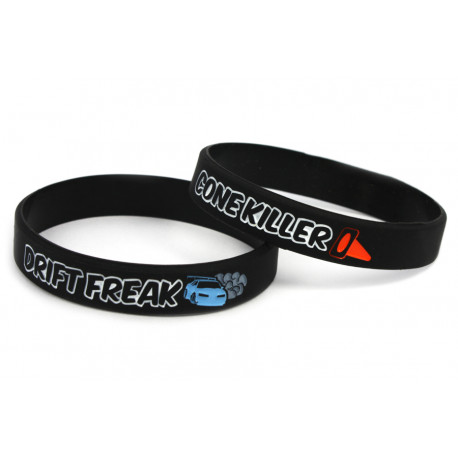 Rubber wrist band Drift Freak / Cone killer silicone wristband (Black) | races-shop.com