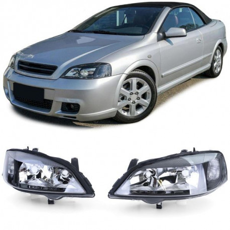 Lighting Clear glass headlights black for Opel Astra G 97-04 | races-shop.com