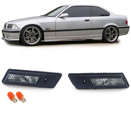 Lighting Clear glass side turn signal black fits BMW 3 Series E36 to 96 + 5 Series E34 88-95 | races-shop.com