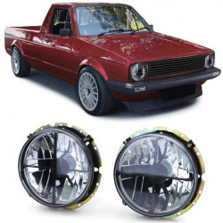 Clear glass headlights black with crosshairs for VW Caddy I 82-92 Jetta I 79-84