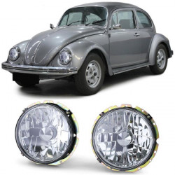 RACES headlights for VW Beetle + Convertible 73 (H4), clear, chrome