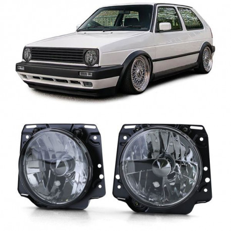 Lighting RACES headlights for VW Golf 2 83-91, clear, smoke | races-shop.com
