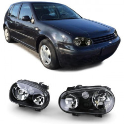 Clear glass headlights black without fog for VW Golf 4 97-03