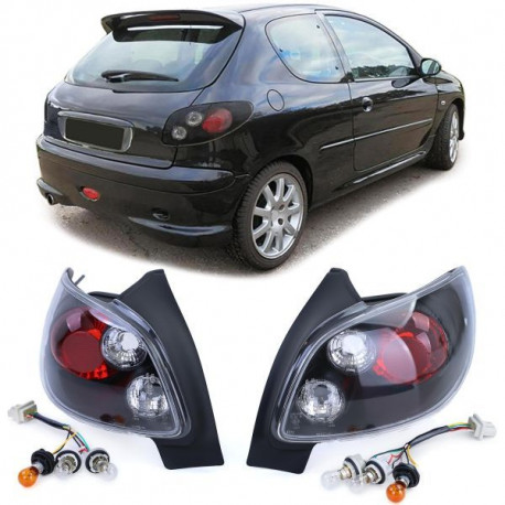 Lighting RACES tail lights for Peugeot 206 hatchback 3D/5D 98-09, clear, black | races-shop.com