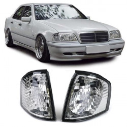 White clear glass turn signals for Mercedes W202 C class 93-00