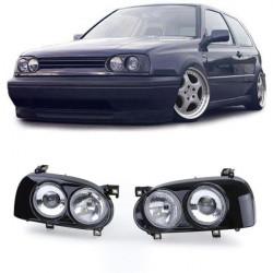 DE Double headlights H1 H3 Black Pair for VW Golf 3 91-97