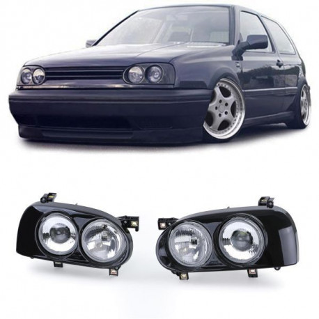 Lighting DE Double headlights H1 H3 Black Pair for VW Golf 3 91-97 | races-shop.com