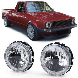 Clear glass Angel Eyes headlights crosshairs for VW Caddy I 82-92 + Jetta I 79-84