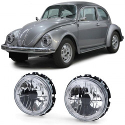 Clear glass Angel Eyes headlights crosshair black for VW Beetle + Convertible from 73