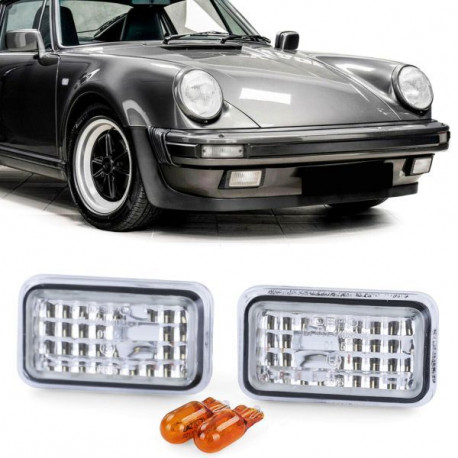 Lighting Clear glass side indicators chrome for Porsche 911 924 944 964 993 | races-shop.com