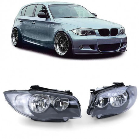 Lighting RACES headlights for BMW E81 E82 E87 E88 04 (H7), black | races-shop.com