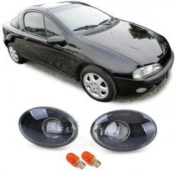 Clear glass side indicators Black Blackchrom for Opel Corsa B C Tigra A Astra F