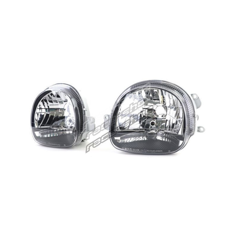 Clear glass headlights Black Smoke pair for Renault Twingo 93-07