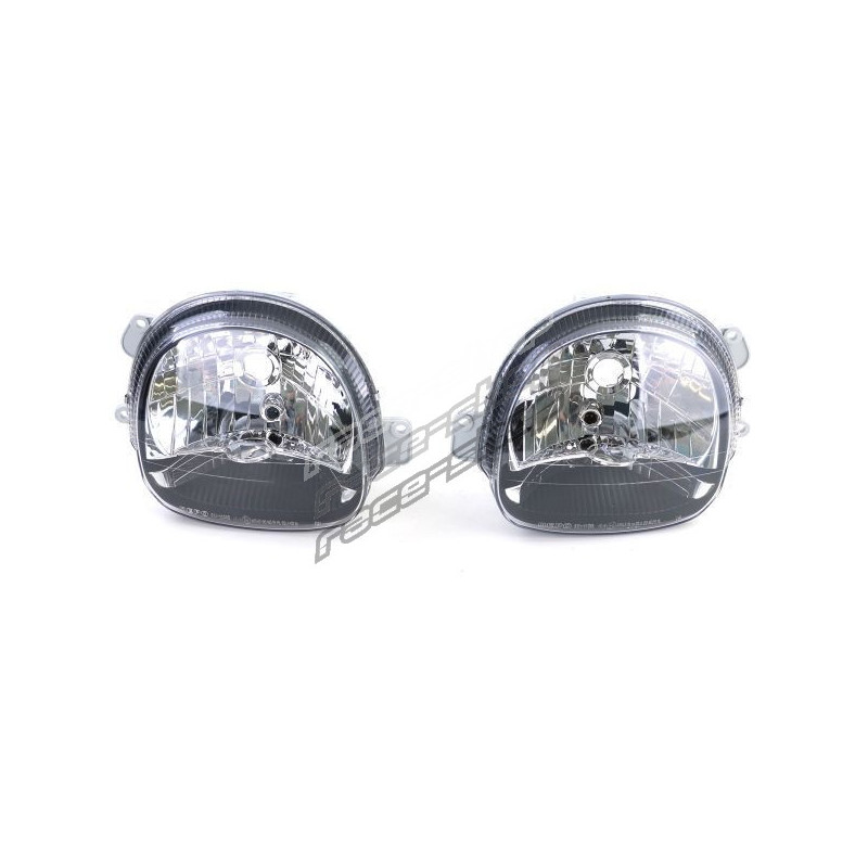 Clear glass headlights Black Smoke pair for Renault Twingo 93-07