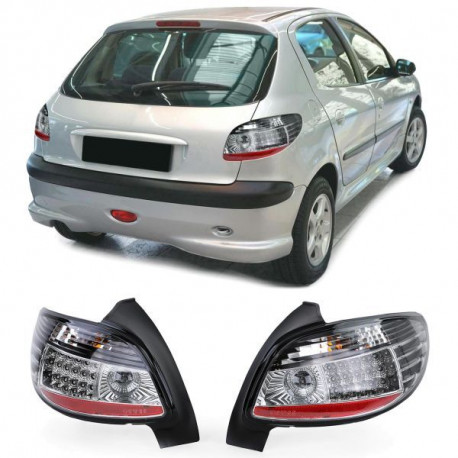 Lighting Led taillights black chrome for Peugeot 206 3+5türer from 98 | races-shop.com