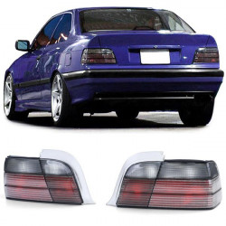 RACES tail lights for BMW 3ER E36 Coupe Convertible 90-99, black-smoke