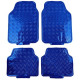 Universal Car rubber floor mats universal aluminum checker plate optics 4-piece chrome blue | races-shop.com