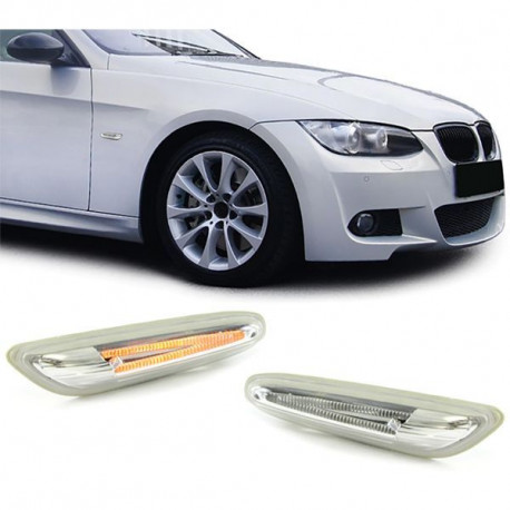 Lighting RACES LED side indicators for BMW E81 E82 E87 E88 E90 E92 E93 X1 E84, clear, white | races-shop.com