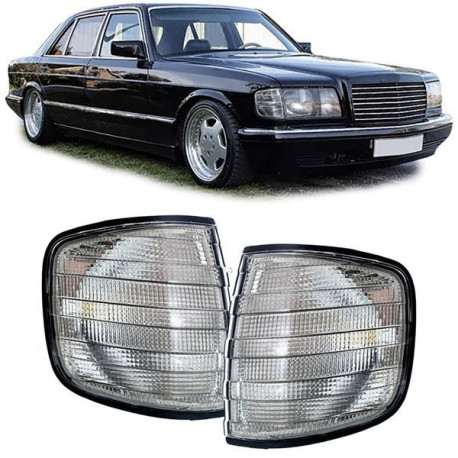 Lighting Turn signal Black Smoke Pair Left Right for Mercedes S Class W126 79-91 | races-shop.com