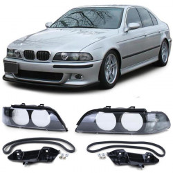 Headlamp lenses Black Smoke pair TYC fits BMW 5 Series E39
