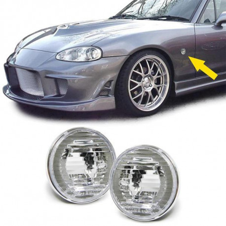 Lighting Clear glass side indicators White with chrome rim for Mazda MX5 NA NB NBFL 90-05 | races-shop.com